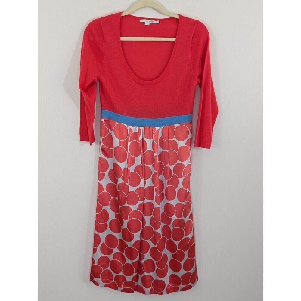 Boden Cosmopolitan Poppy Falling Spots Dress Wool Silk Blend Long Sleeve Sz 6L
